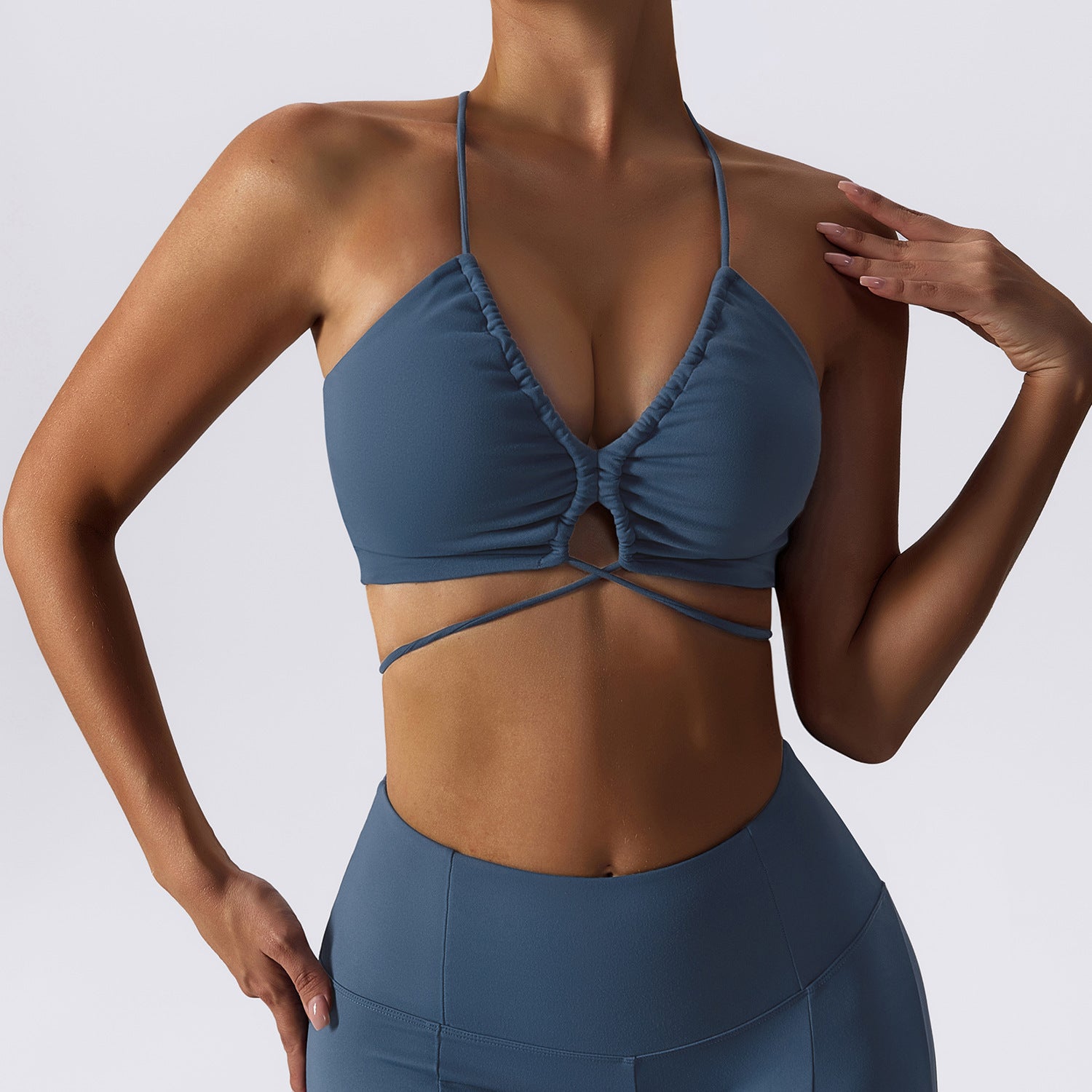 Women's Strappy Yoga Bra & High-Waisted Leggings Set — 2-Piece Activewear