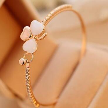 Clover Cat's Eye Stone Bracelet and Bangle