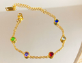 Women's Zircon Pendant Bracelet — Stainless Steel Electroplated Chain