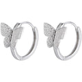 Women's Frosted Butterfly Hoop Earrings — Silver Plated Minimalist Jewellery