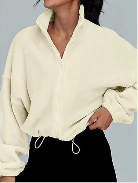 Women's Polar Fleece Zip-Up Jacket — Cosy Korean-Style Cardigan