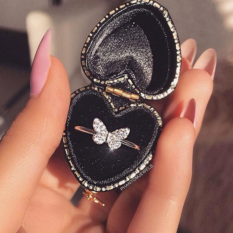Women's Butterfly Zircon Ring — Gold-Plated Copper Statement Ring