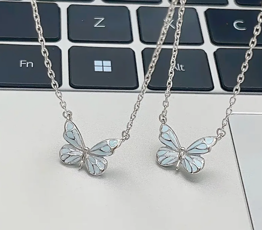 Glow-in-the-Dark Butterfly Jewellery Set — Necklace & Bracelet