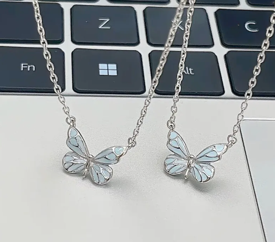 Glow-in-the-Dark Butterfly Jewellery Set — Necklace & Bracelet