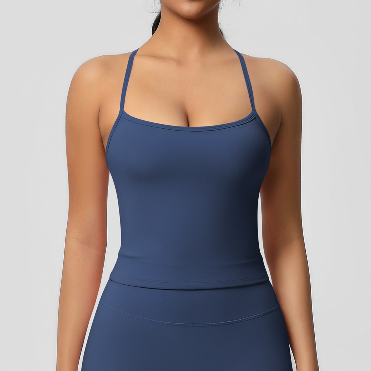 Double-Sided Brushed Solid Color Sports Vest for Women – Tight Fit, Beauty Back, Yoga & Fitness Top