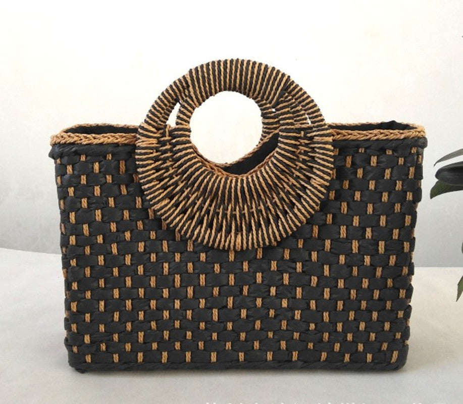 Women's Straw Shoulder Crossbody Beach Bag — Boho Summer Handbag