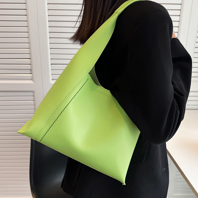 Women's PU Leather Bucket Shoulder Bag — Casual Tote with Zip Compartment in 5 Colours