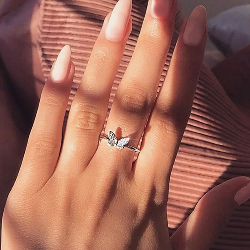 Women's Butterfly Zircon Ring — Gold-Plated Copper Statement Ring