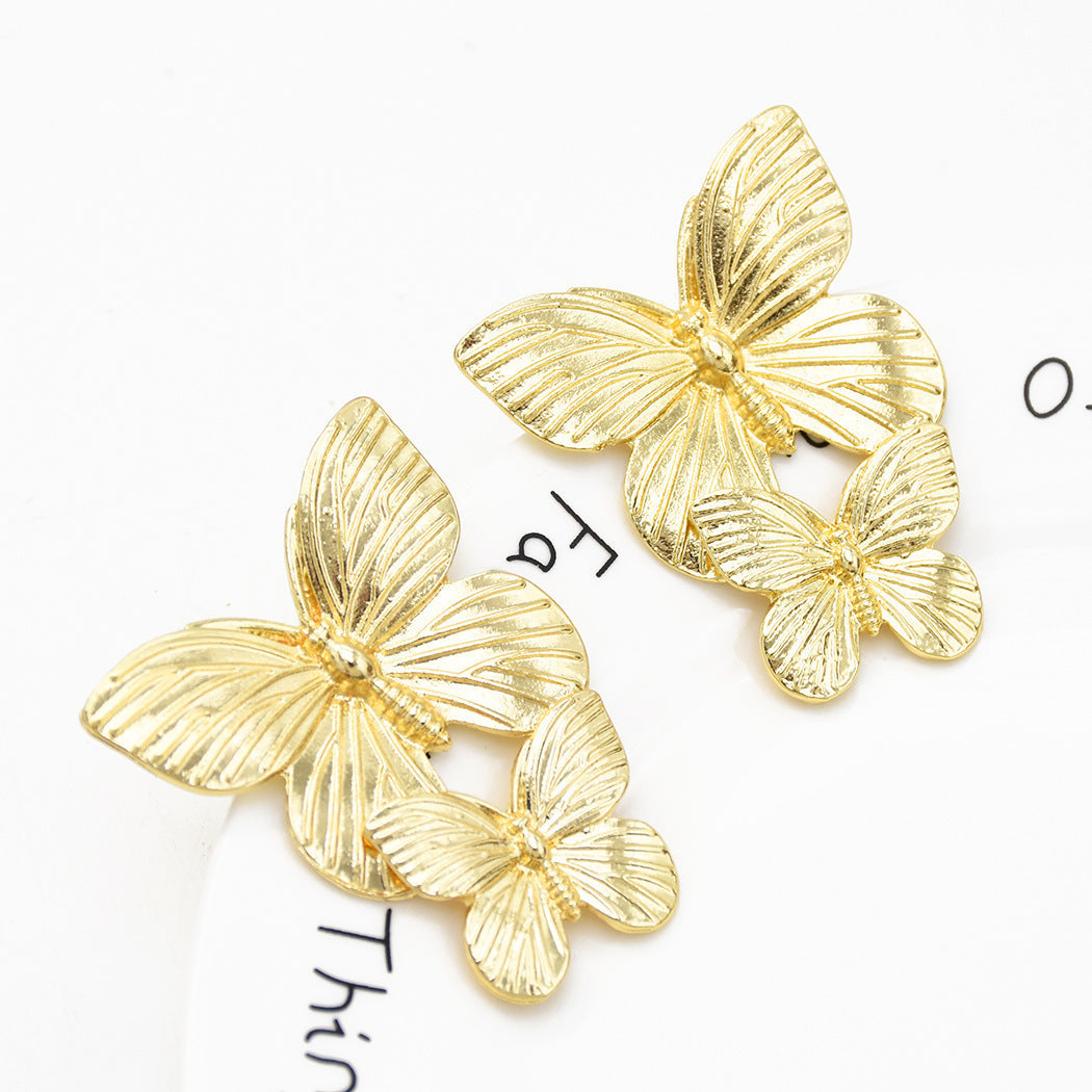 Women's Statement Butterfly Earrings — Bold Metal Drop Earrings in Gold & Silver