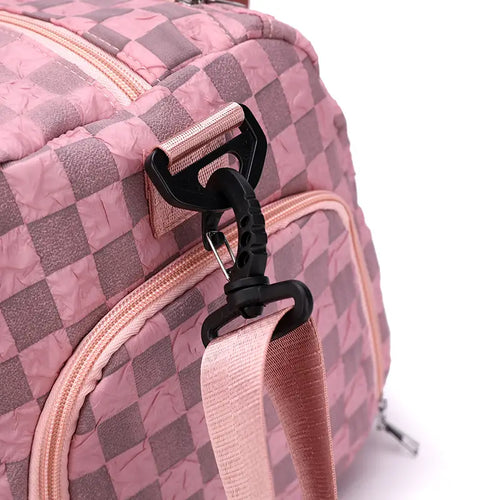 Checkered Pattern Large Capacity Gym Duffle Bag