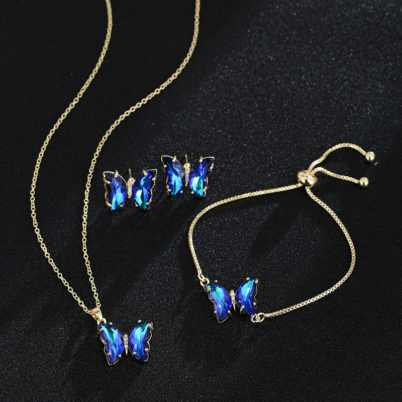 Women's Butterfly Zircon Bridal Jewellery Set — Wedding Accessories in 17 Colours