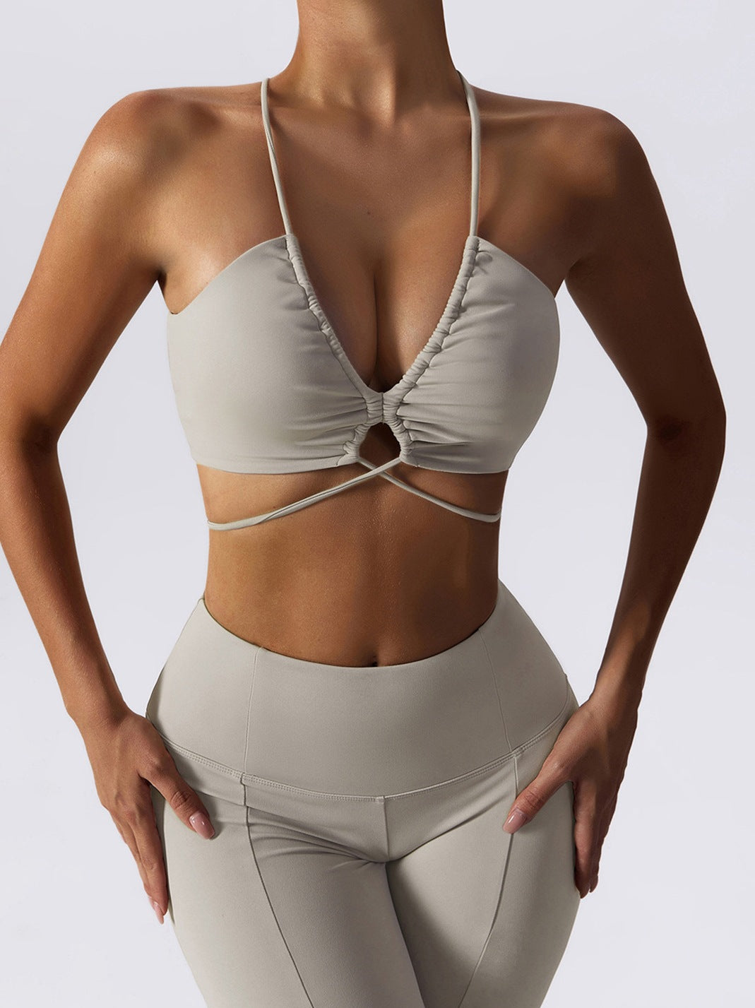 Women's Strappy Yoga Bra & High-Waisted Leggings Set — 2-Piece Activewear