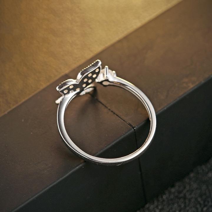 Women's S925 Sterling Silver Butterfly Open Ring — Zircon Adjustable
