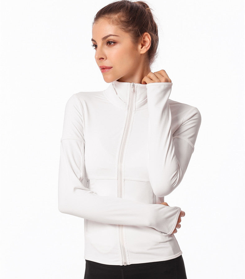 Women's Slim Fit Zip-Up Yoga Jacket — Lycra Activewear Top