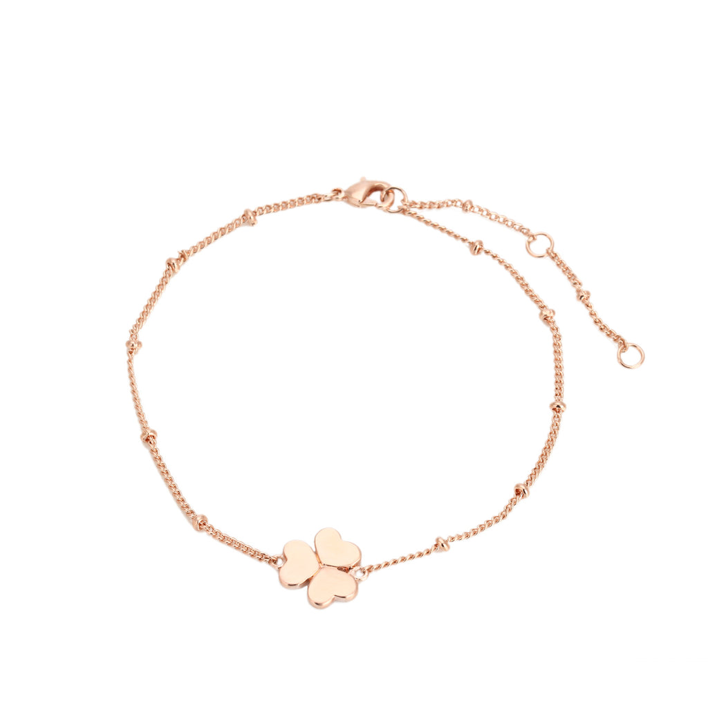 Minimalist Clover Heart Bracelet in Rose Gold