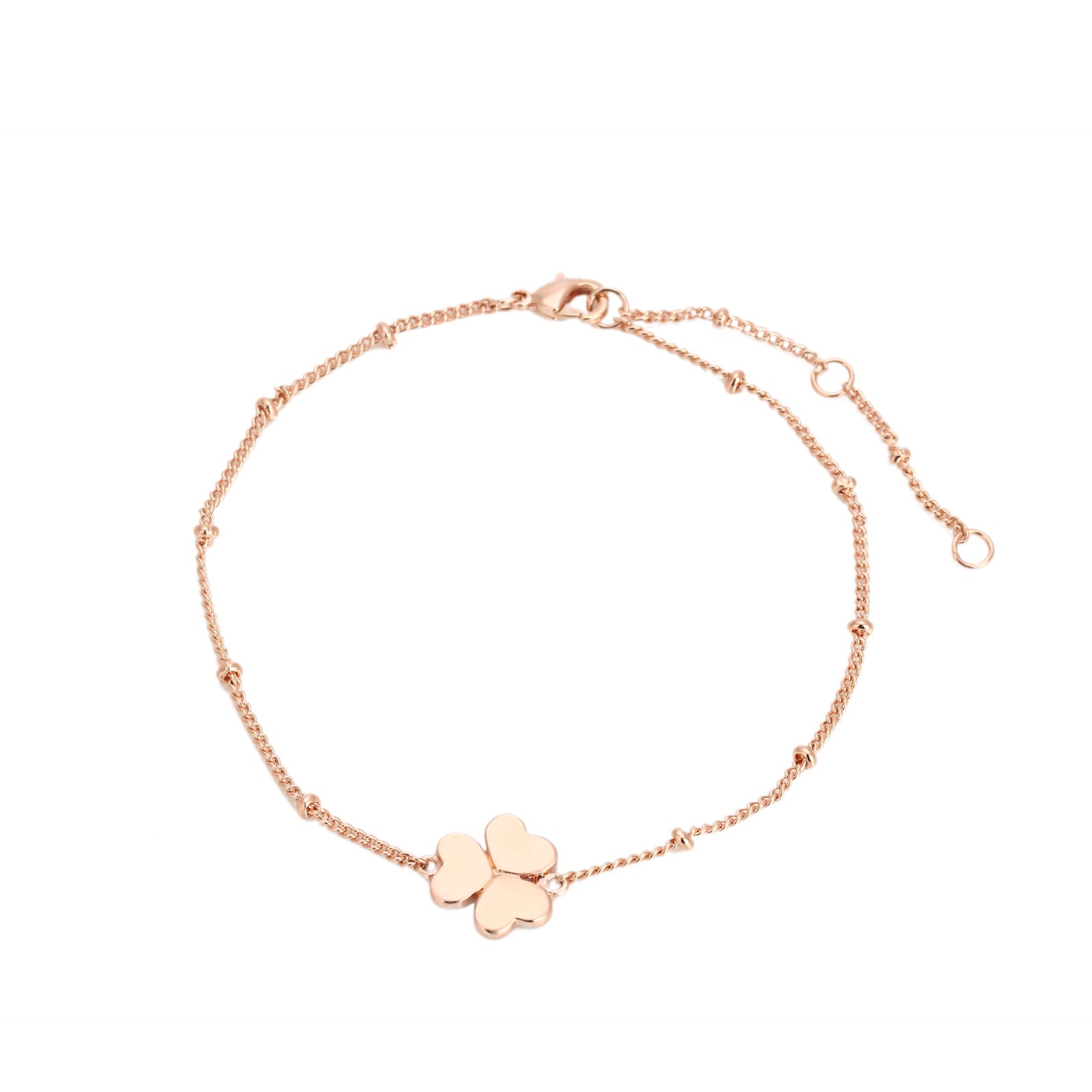 Minimalist Clover Heart Bracelet in Rose Gold