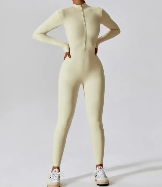 Flex Fit Zip Jumpsuit — Women's One-Piece Gym Workout Suit