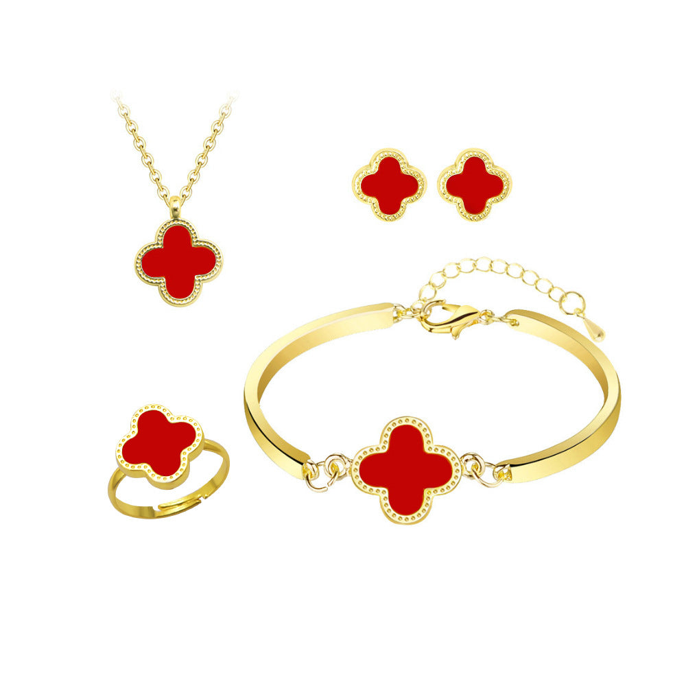 Clover Pendant Jewelry Set - Four-Piece Wholesale
