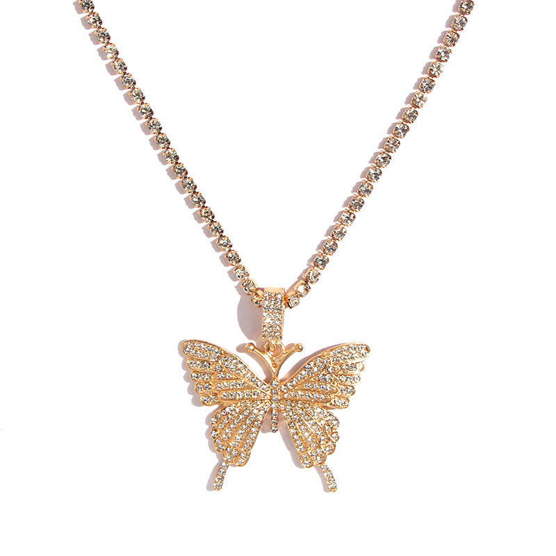Rhinestone Butterfly Necklace — Trendy