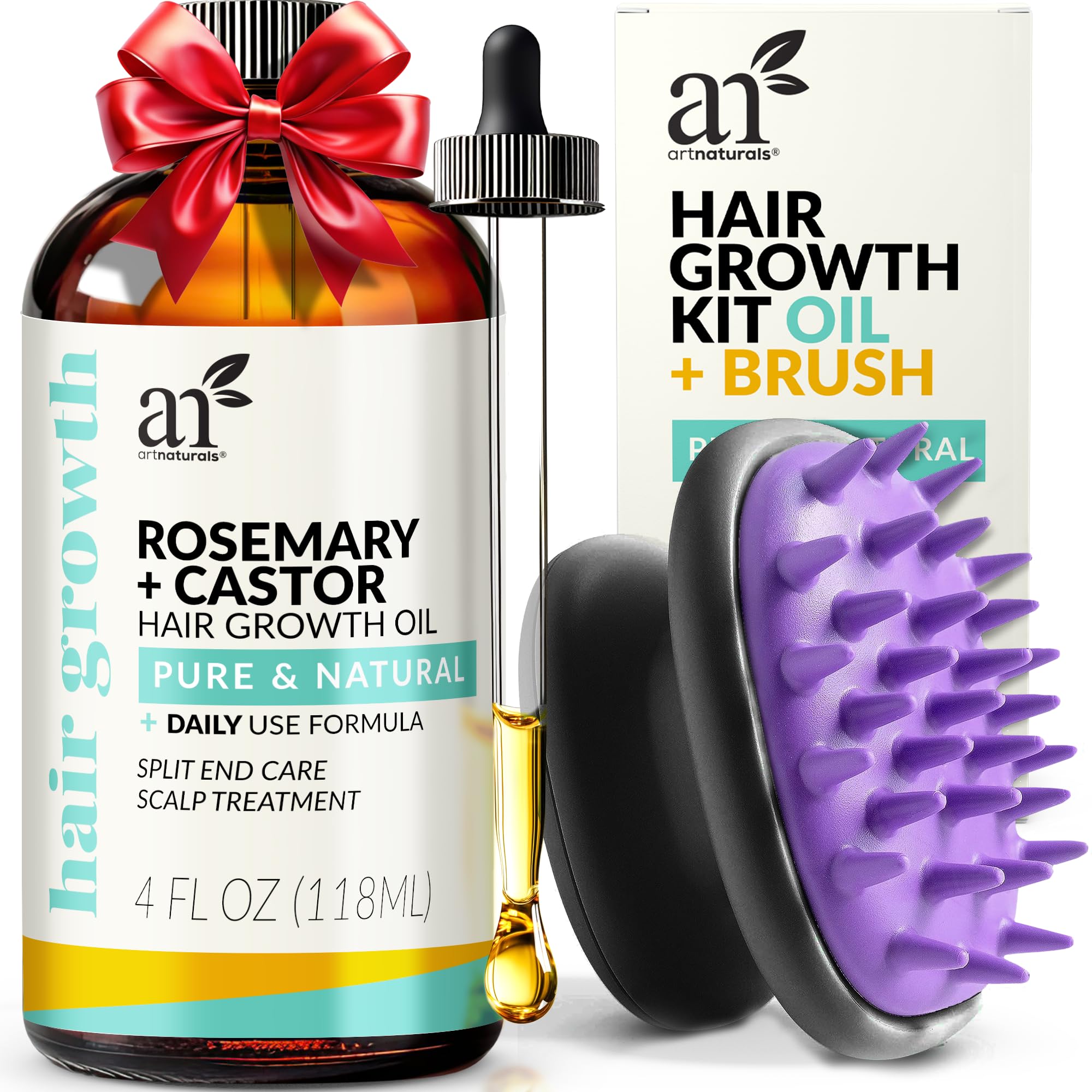 ArtNaturals Rosemary Castor Hair Oil & Massager Set