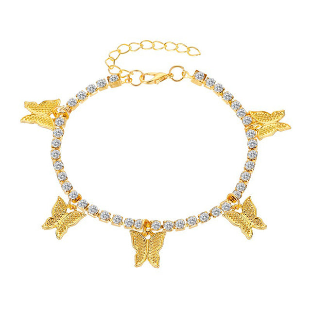 Women's Butterfly Tassel Anklet — Beach Foot Jewellery in Gold, Silver & Rose Gold