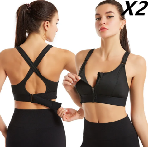 Women's Adjustable Sports Bra — Front Zip, No-Wire Full-Cup Support