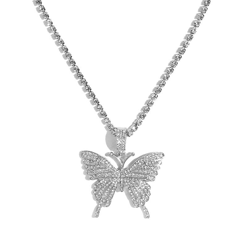 Rhinestone Butterfly Necklace — Trendy