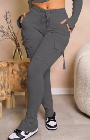 Flared Cargo Pants — High Waist Y2K Wide Leg