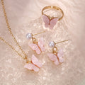 Women's Butterfly Jewellery Set — Necklace, Earrings, Ring & Bracelet