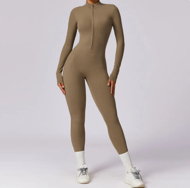 Flex Fit Zip Jumpsuit — Women's One-Piece Gym Workout Suit