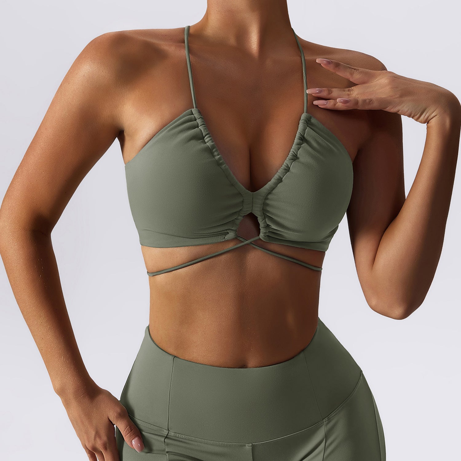 Women's Strappy Yoga Bra & High-Waisted Leggings Set — 2-Piece Activewear