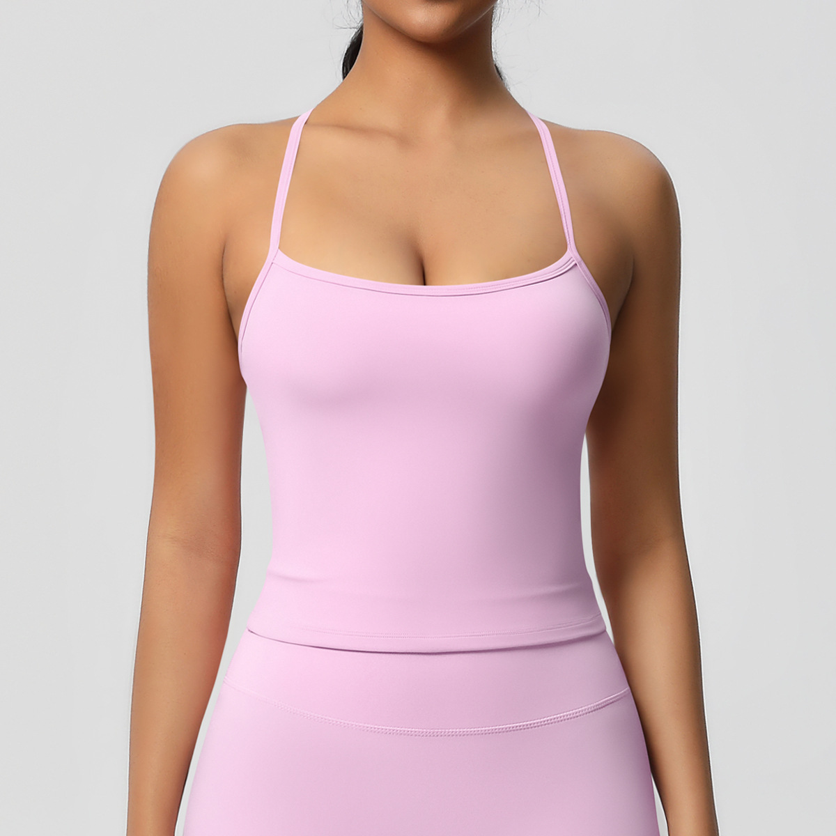 Double-Sided Brushed Solid Color Sports Vest for Women – Tight Fit, Beauty Back, Yoga & Fitness Top