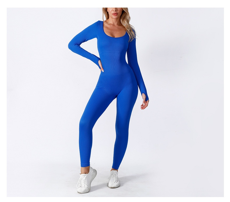 Women's Long Sleeve Seamless Yoga Jumpsuit — Single & Double Layer
