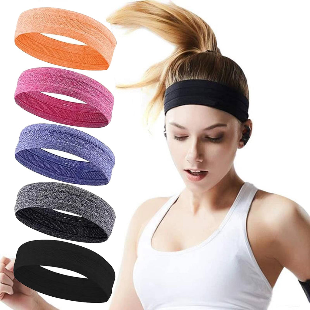 Sport Headbands for Women — Non-Slip 5-Pack