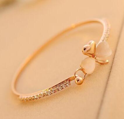 Clover Cat's Eye Stone Bracelet and Bangle