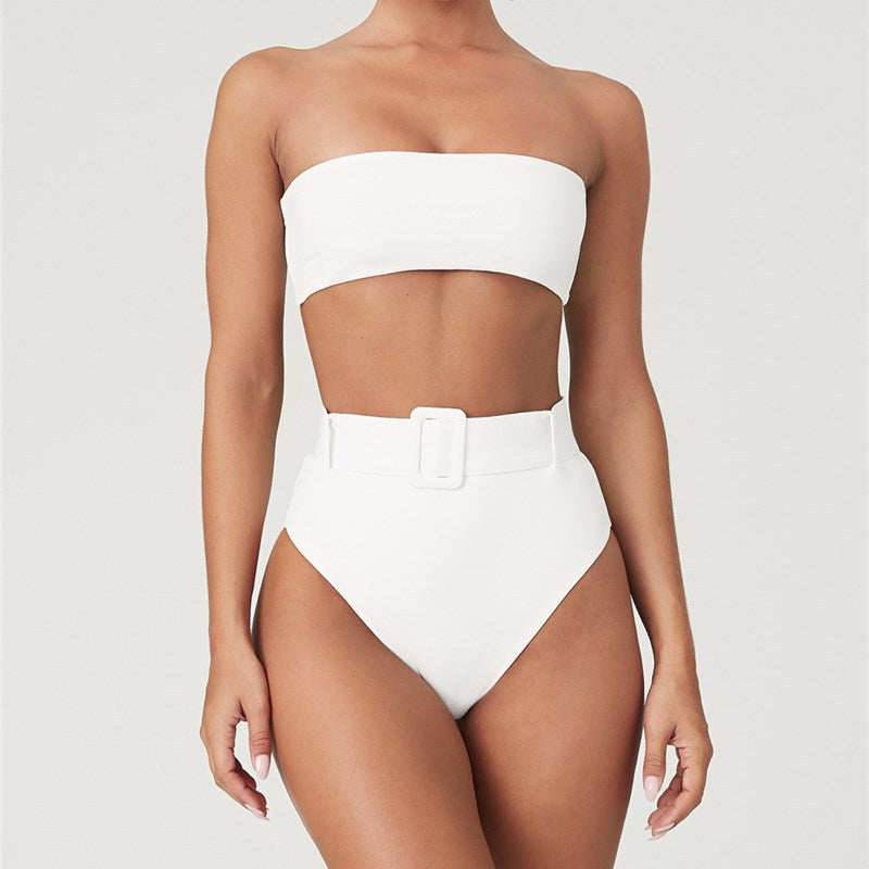 Women's High-Waisted Strapless Bikini — Sleek Two-Piece Swimsuit