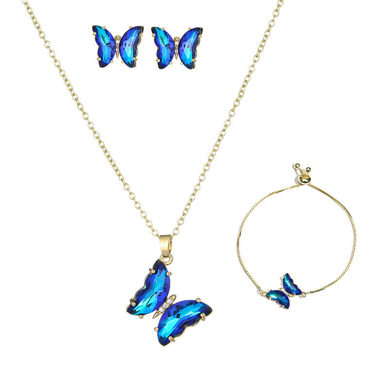 Women's Butterfly Zircon Bridal Jewellery Set — Wedding Accessories in 17 Colours