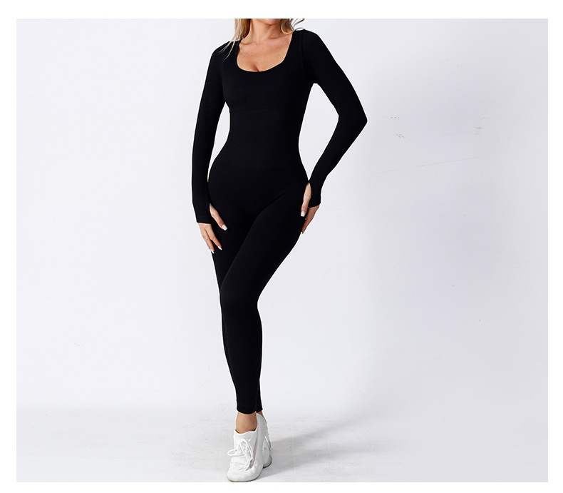 Women's Long Sleeve Seamless Yoga Jumpsuit — Single & Double Layer