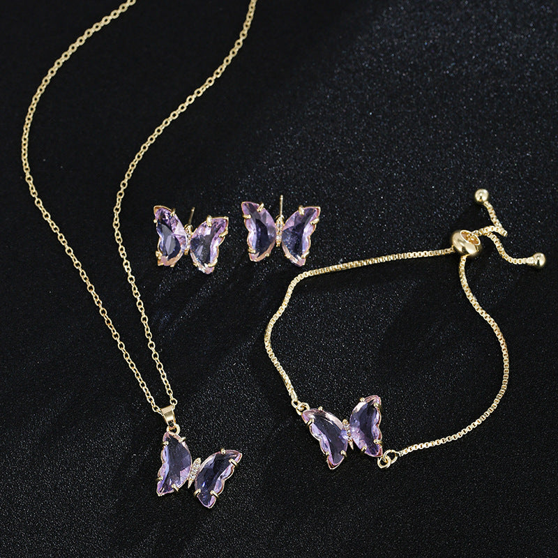 Women's Butterfly Zircon Bridal Jewellery Set — Wedding Accessories in 17 Colours
