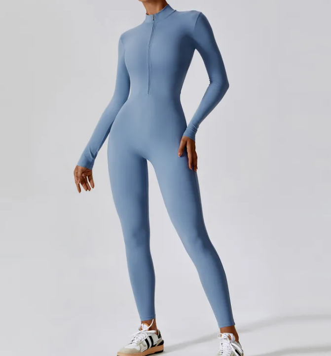Flex Fit Zip Jumpsuit — Women's One-Piece Gym Workout Suit