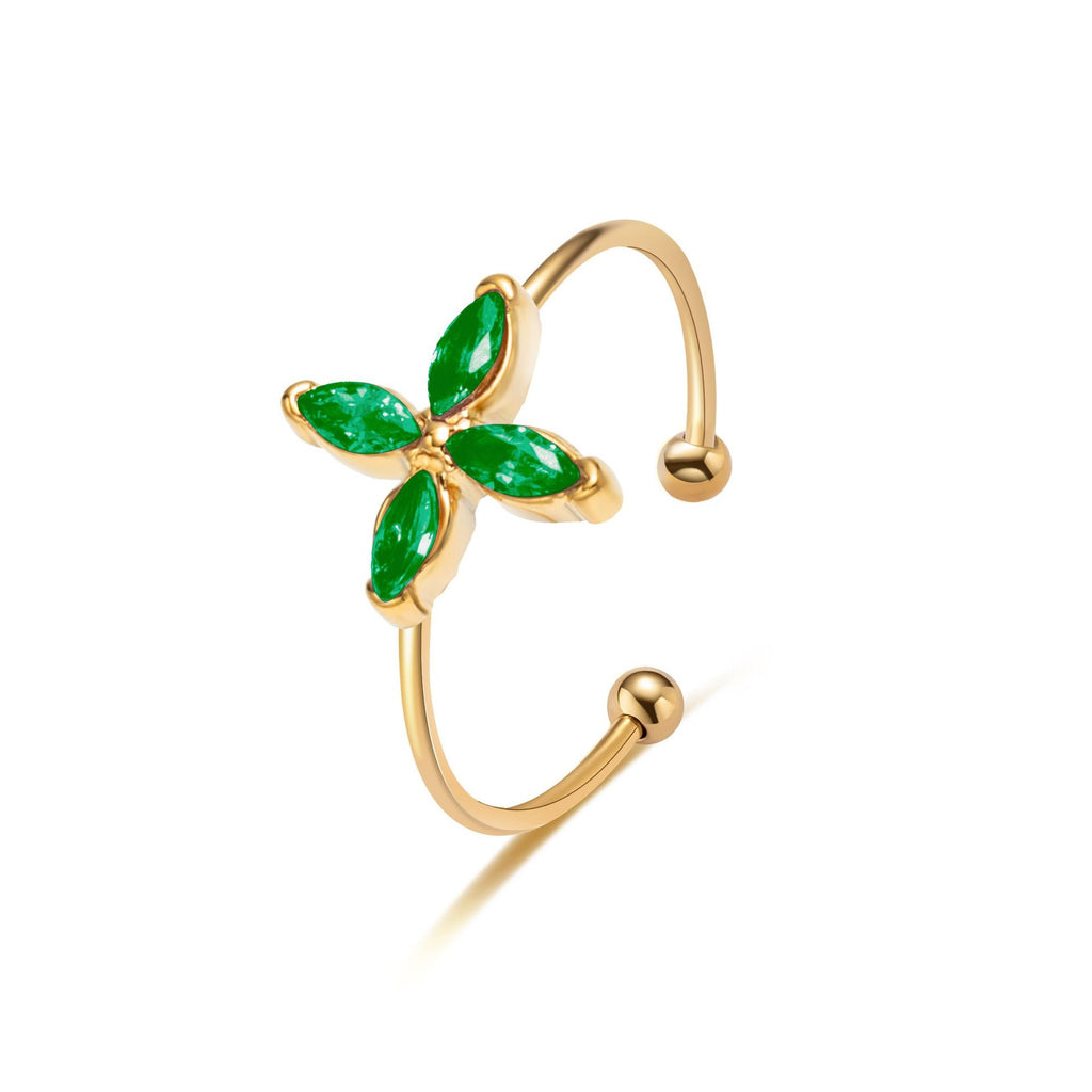 Lucky Four-Leaf Clover Titanium Steel Ring