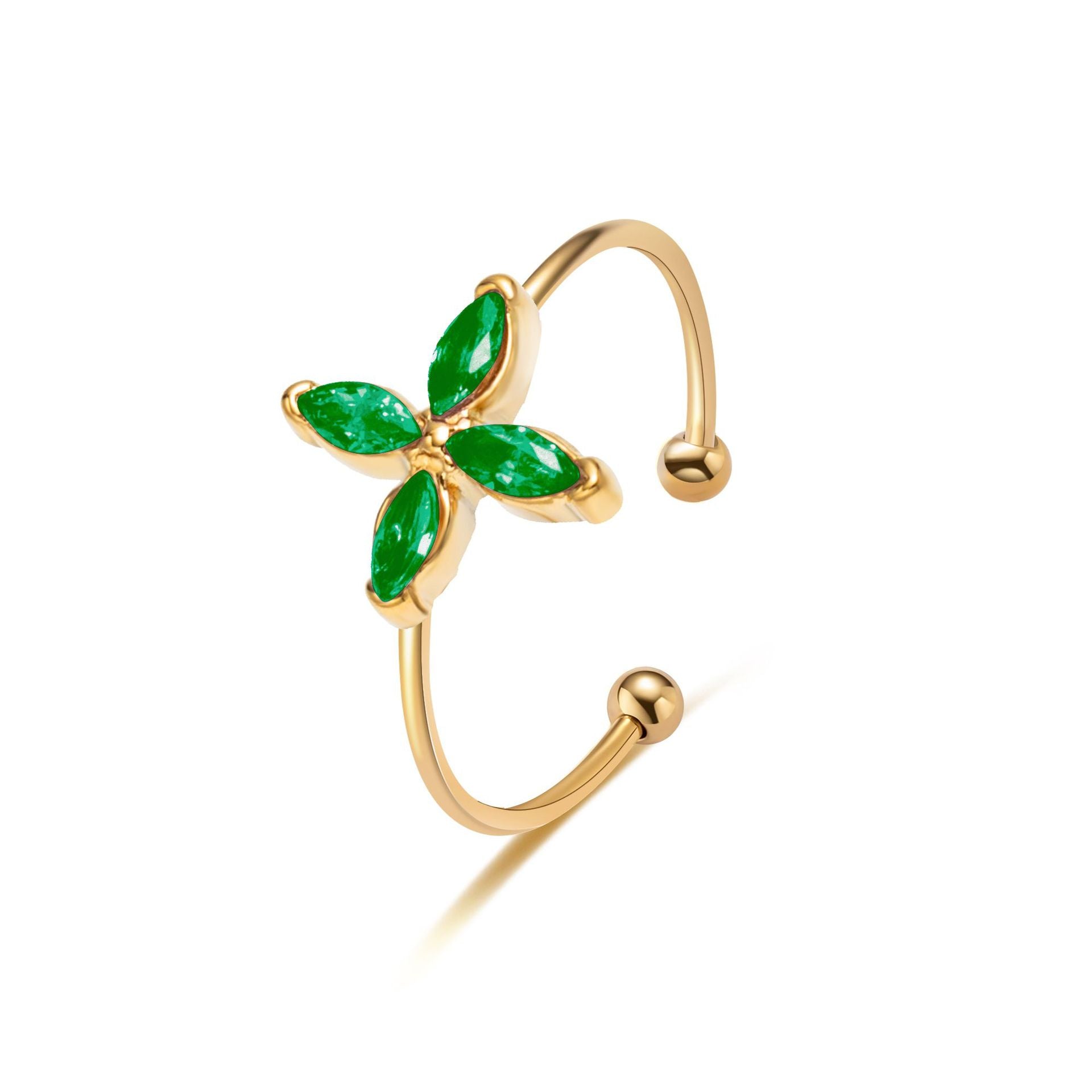 Lucky Four-Leaf Clover Titanium Steel Ring