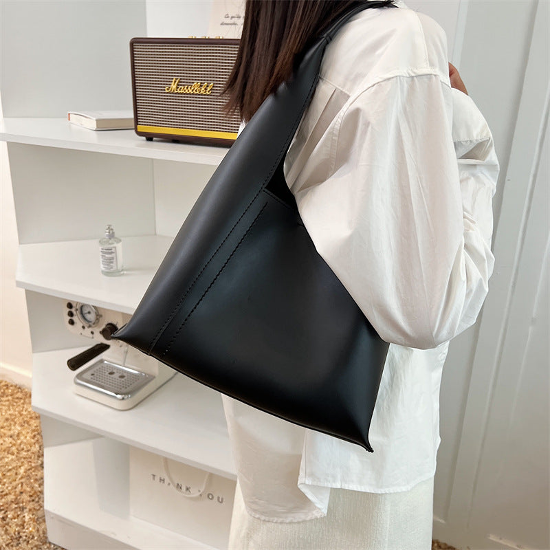 Women's PU Leather Bucket Shoulder Bag — Casual Tote with Zip Compartment in 5 Colours