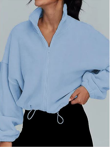 Women's Polar Fleece Zip-Up Jacket — Cosy Korean-Style Cardigan