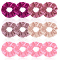 12-Piece Velvet Scrunchies Set — Pink Hair Ties for Women & Girls