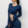 Women's Long Sleeve Tight-Fit Yoga Outfit — Jacquard Activewear Set