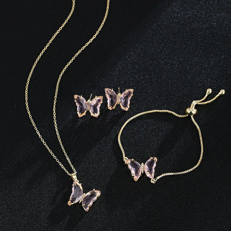 Women's Butterfly Zircon Bridal Jewellery Set — Wedding Accessories in 17 Colours
