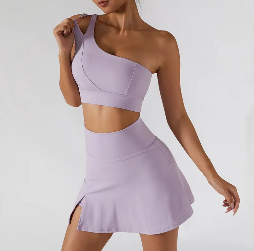 Ribbed One Shoulder Yoga Bra & Activewear Set for Women