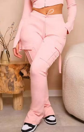 Flared Cargo Pants — High Waist Y2K Wide Leg