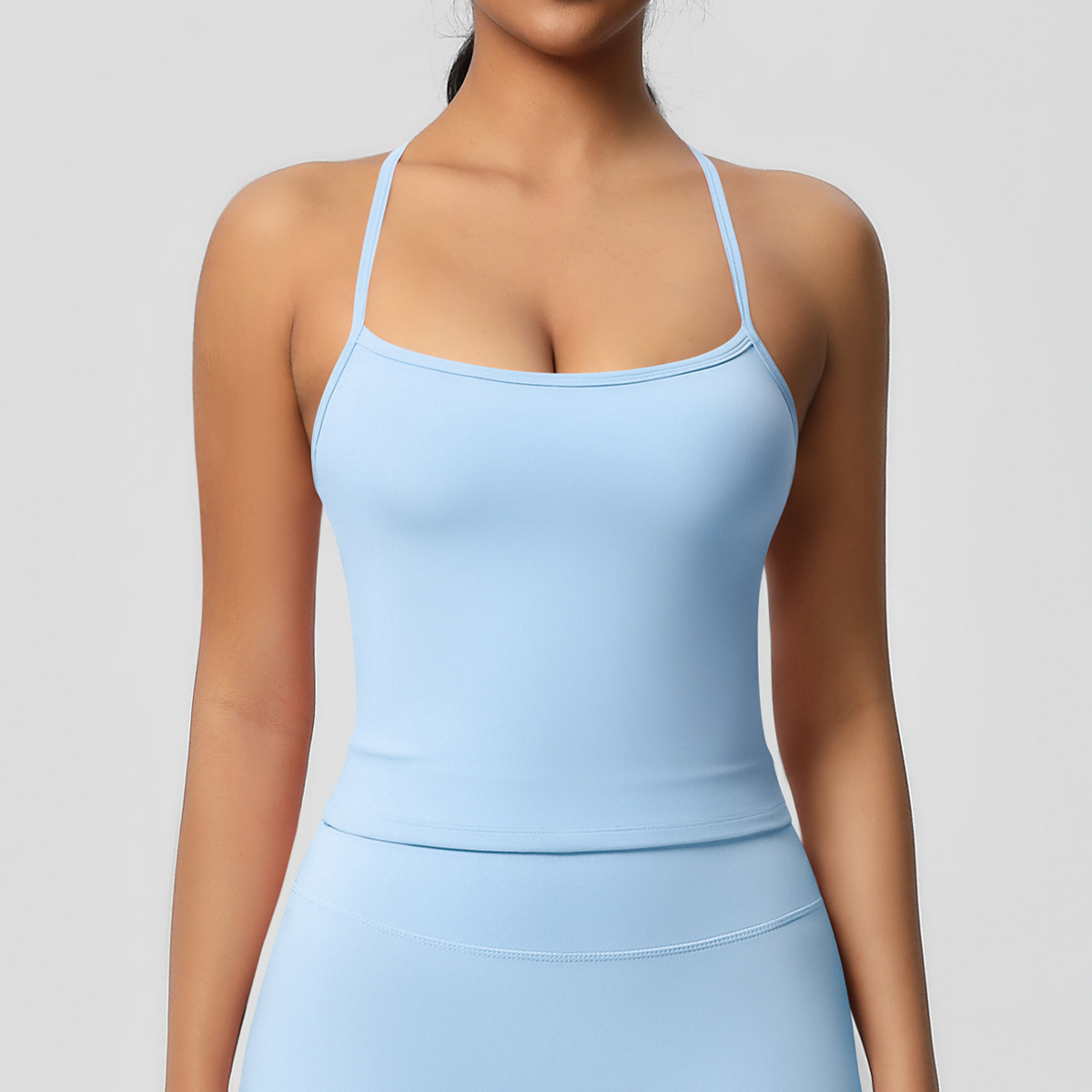 Double-Sided Brushed Solid Color Sports Vest for Women – Tight Fit, Beauty Back, Yoga & Fitness Top